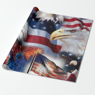 flags and Eagles Wrapping Paper