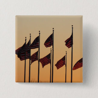 Flags at Sunset American Patriotic USA 15 Cm Square Badge