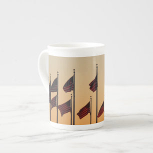 Flags at Sunset American Patriotic USA Bone China Mug