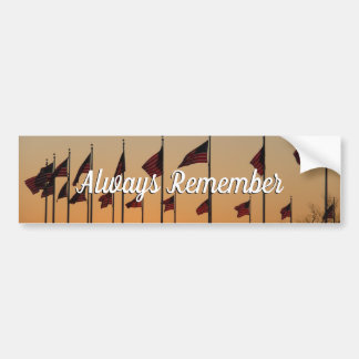 Flags at Sunset American Patriotic USA Bumper Sticker