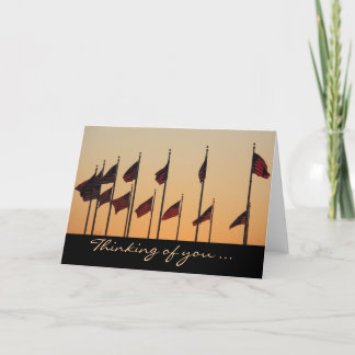 Flags at Sunset American Patriotic USA Card