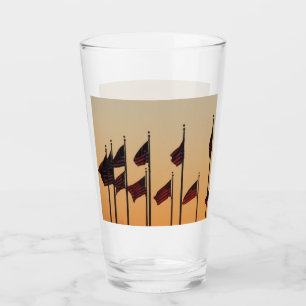 Flags at Sunset American Patriotic USA Glass