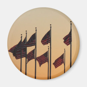 Flags at Sunset American Patriotic USA Magnet