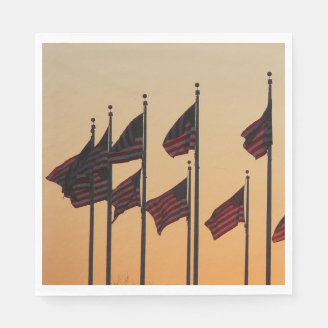 Flags at Sunset American Patriotic USA Napkin (Front)
