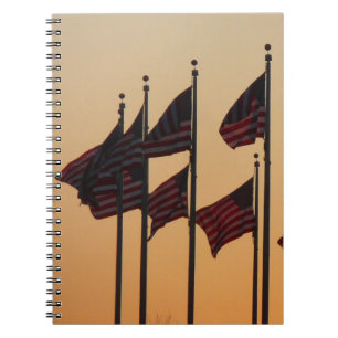 Flags at Sunset American Patriotic USA Spiral Notebook