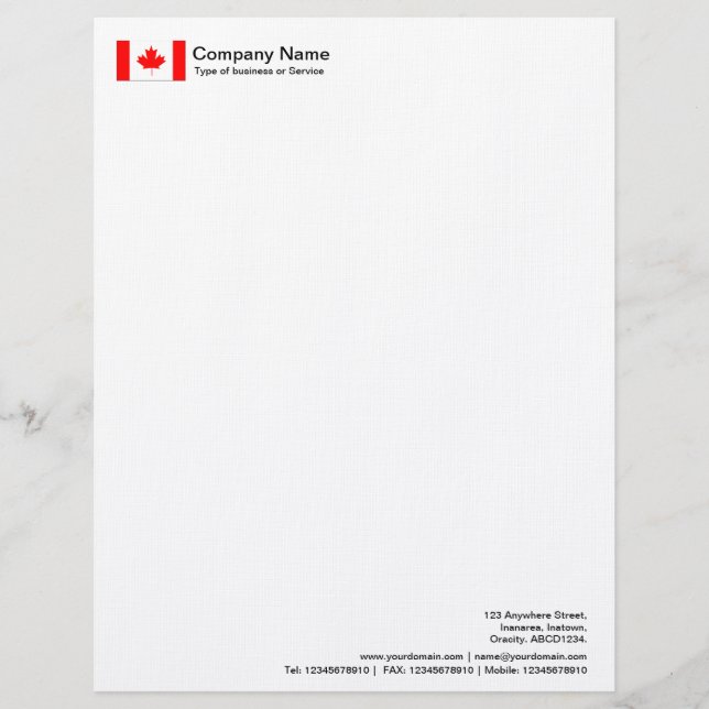 Flags - Canada Custom Letterhead (Front)