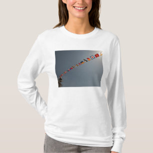 Flags fly over the deck of the USS Iwo Jima T-Shirt