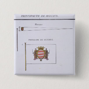 Flags from Monaco, from a French book of Flags, c. 15 Cm Square Badge