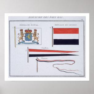 Flags from the Kingdom of the Netherlands, from a Poster
