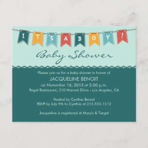 Flags It's A Boy Baby Shower Invitation