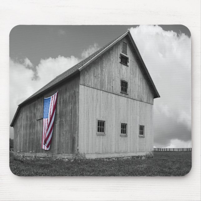 Flags of Our Farmers - Barn with American Flag Mouse Pad (Front)