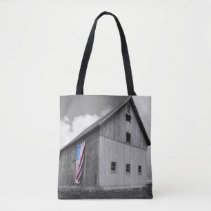 Flags of Our Farmers - Barn with American Flag Tote Bag