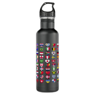 Flags of the countries heart shape 710 ml water bottle