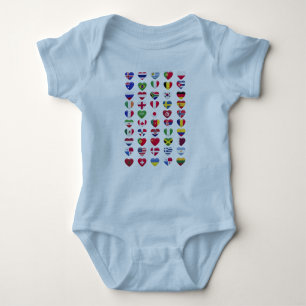 Flags of the countries heart shape baby bodysuit