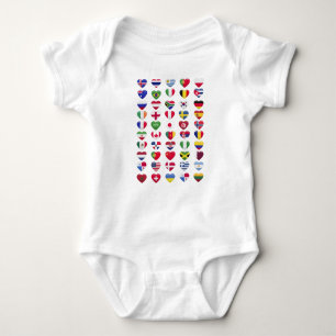 Flags of the countries heart shape baby bodysuit