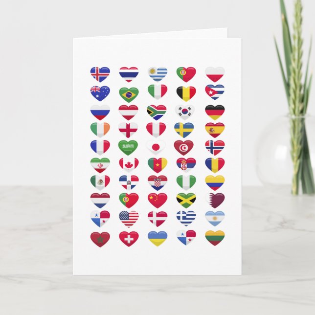 Flags of the countries heart shape card (Front)
