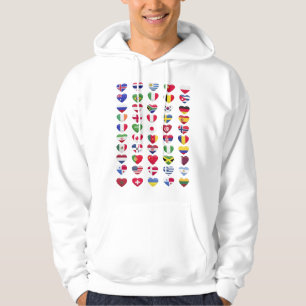 Flags of the countries heart shape hoodie