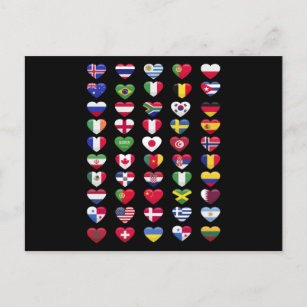 Flags of the countries heart shape postcard
