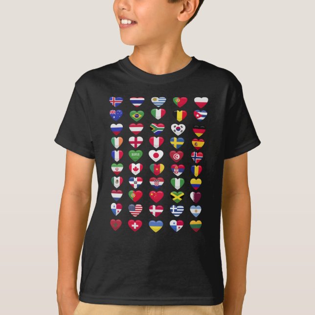 Flags of the countries heart shape T-Shirt (Front)