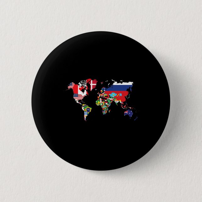 Flags Of The Countries Of The World Map Internatio 6 Cm Round Badge (Front)