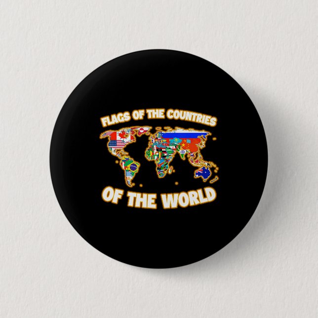 Flags Of The Countries Of The World Map Internatio 6 Cm Round Badge (Front)