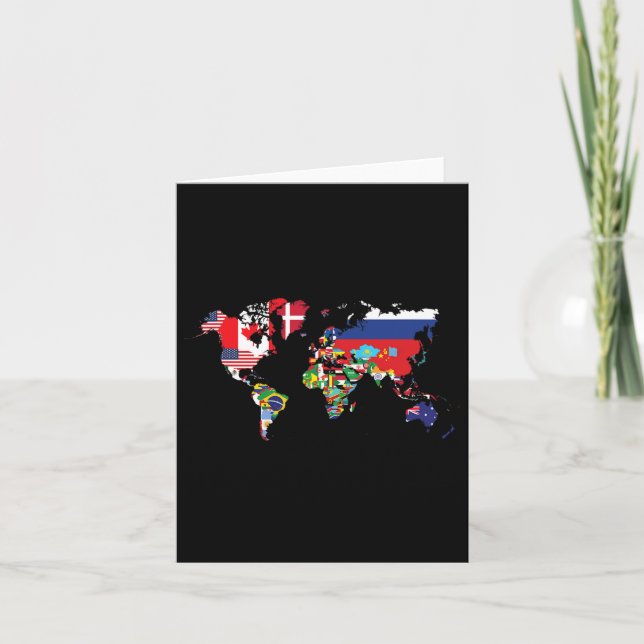 Flags Of The Countries Of The World Map Internatio Card (Front)