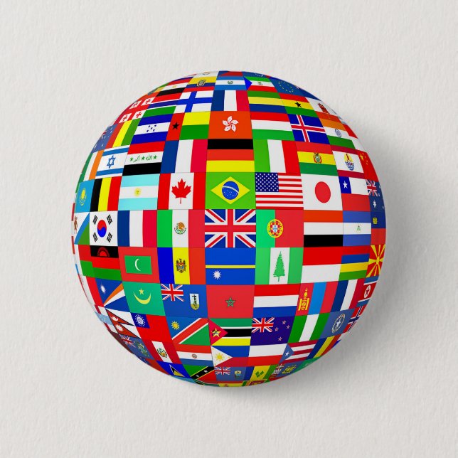 FLAGS OF THE GLOBE 6 CM ROUND BADGE (Front)