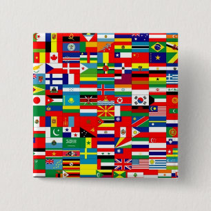 FLAGS OF THE WORLD 15 CM SQUARE BADGE