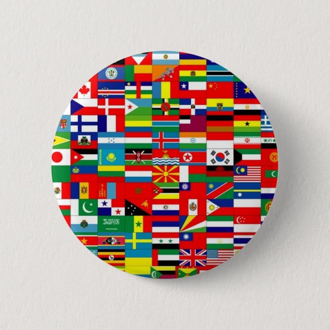 FLAGS OF THE WORLD 6 CM ROUND BADGE (Front)