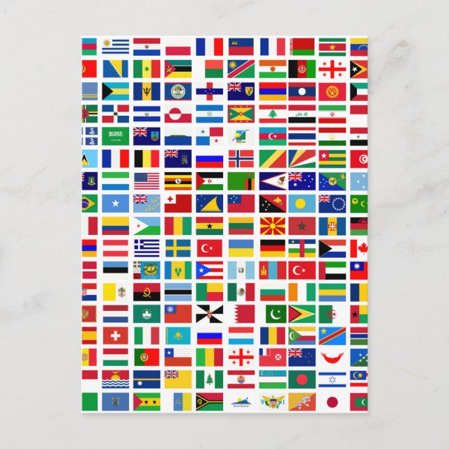 flags of the world against white postcard (Front)