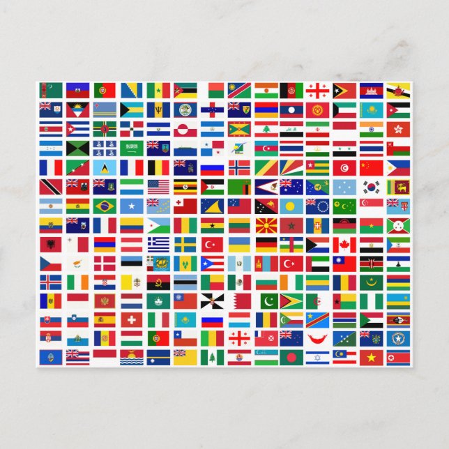 flags of the world against white postcard (Front)