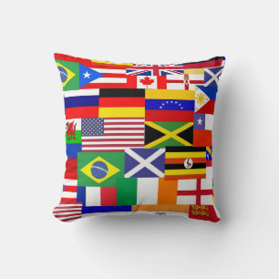 Flags of the world collage cushion