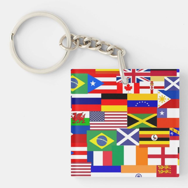 Flags of the world collage key ring (Front)