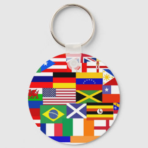 Flags of the world collage key ring