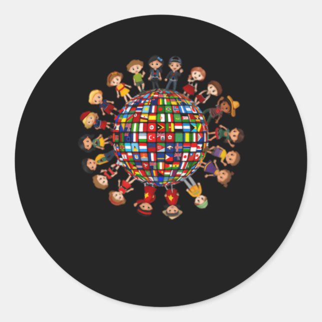 Flags Of The World Cultural Diversity Around The G Classic Round Sticker (Front)
