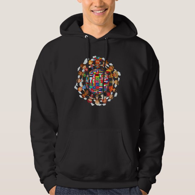 Flags Of The World Cultural Diversity Kids Around  Hoodie (Front)