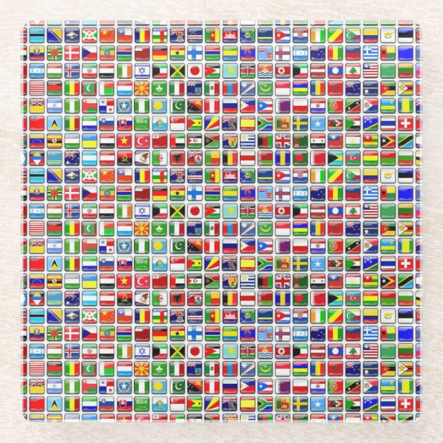 Flags of the World Glass Coaster (Front)