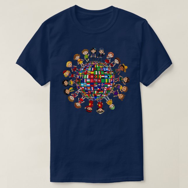 Flags of the World Kids around the globe T-Shirt (Design Front)
