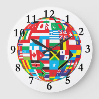 FLAGS OF THE WORLD LARGE CLOCK