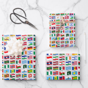 Flags of the World Travel Design Wrapping Paper Sheet
