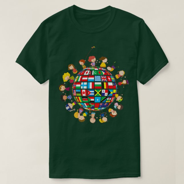 Flags of the World with Children T-Shirt (Design Front)