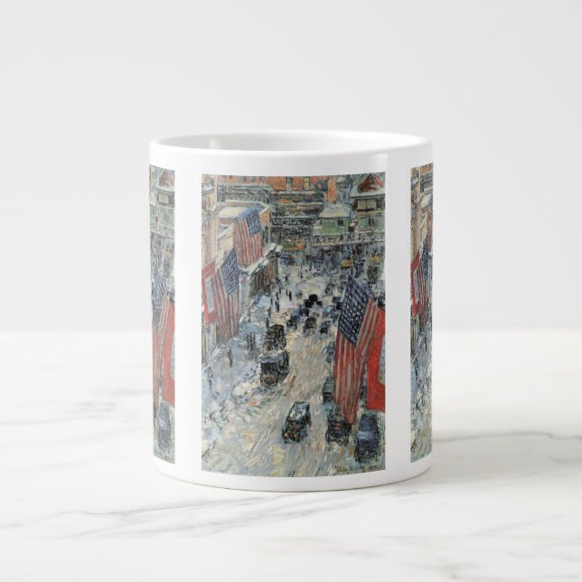 Flags on 57th Street by Frederick Childe Hassam Large Coffee Mug (Front)