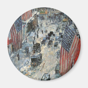 Flags on 57th Street by Frederick Childe Hassam Magnet