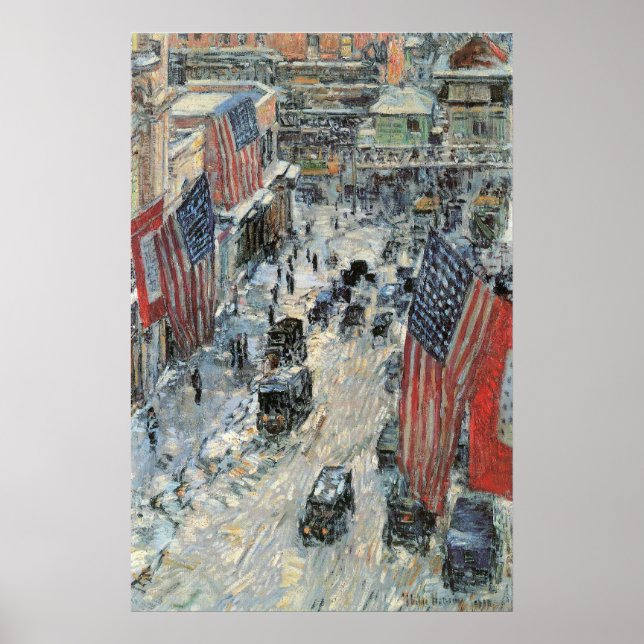Flags on 57th Street by Frederick Childe Hassam Poster (Front)