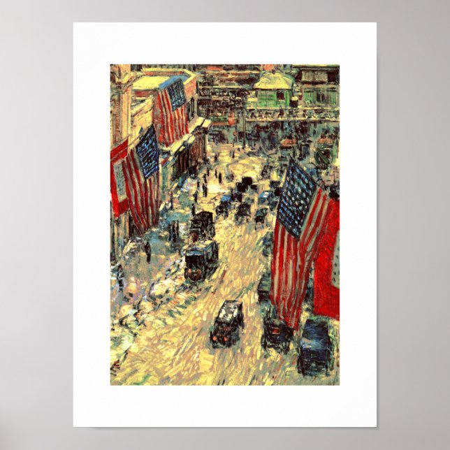 Flags on Fifty-Seventh Street by Childe Hassam Poster (Front)