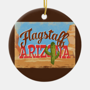 Flagstaff Arizona Cartoon Desert Vintage Travel Ceramic Tree Decoration