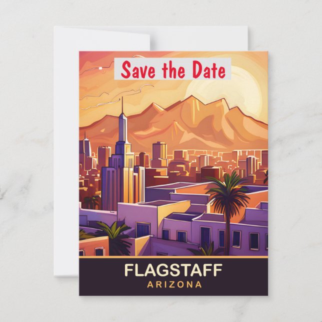 Flagstaff, Arizona, Travel Postcard, Save The Date (Front)