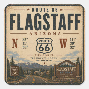 Flagstaff Route 66 Mountain Decal Square Sticker