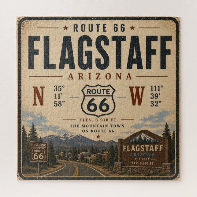 Flagstaff Route 66 Mountain Town Jigsaw Puzzle (Vertical)