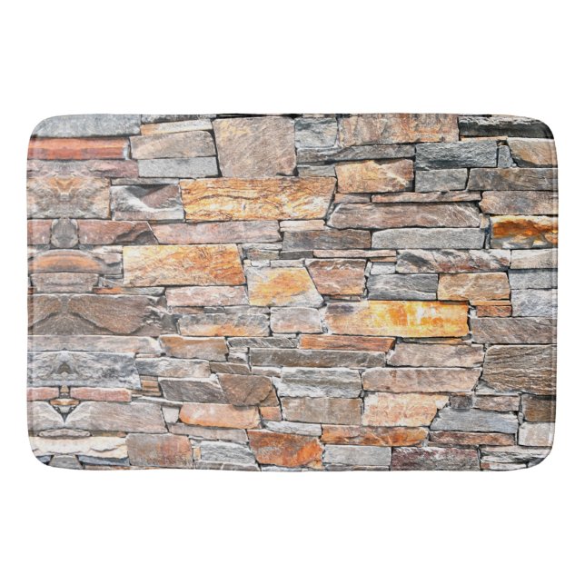 Flagstone | natural stone pattern | bricks   bath mat (Front)